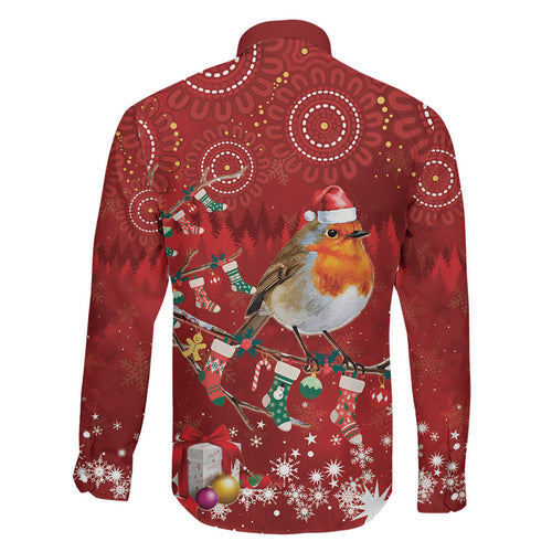 Australia Red - capped Robin Christmas In July Family Matching Off Shoulder Short Dress and Hawaiian Shirt Aussie Passerine Bird Merry Xmas