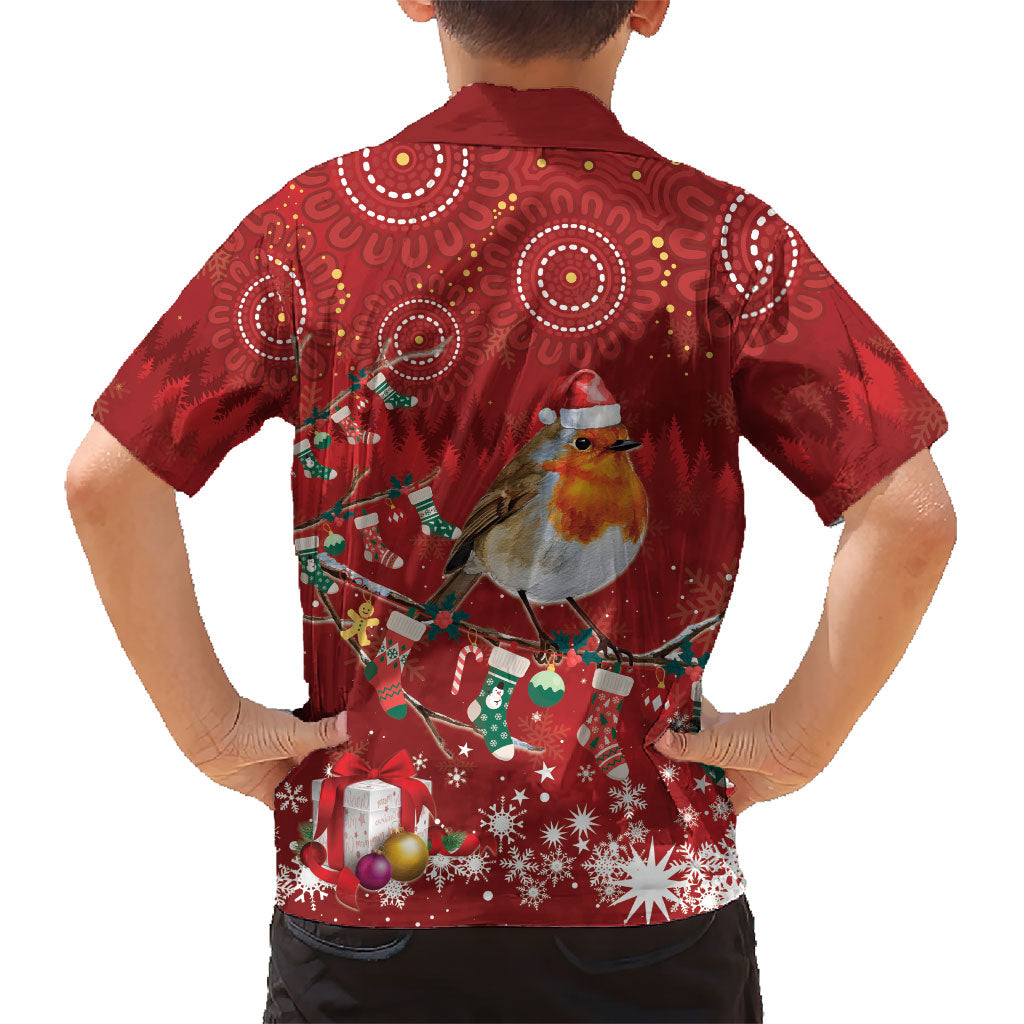 Australia Red - capped Robin Christmas In July Family Matching Puletasi and Hawaiian Shirt Aussie Passerine Bird Merry Xmas