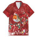 Australia Red - capped Robin Christmas In July Family Matching Short Sleeve Bodycon Dress and Hawaiian Shirt Aussie Passerine Bird Merry Xmas