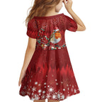 Australia Red - capped Robin Christmas In July Family Matching Summer Maxi Dress and Hawaiian Shirt Aussie Passerine Bird Merry Xmas