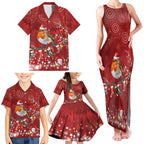 Australia Red - capped Robin Christmas In July Family Matching Tank Maxi Dress and Hawaiian Shirt Aussie Passerine Bird Merry Xmas