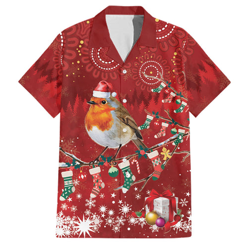 Australia Red - capped Robin Christmas In July Family Matching Tank Maxi Dress and Hawaiian Shirt Aussie Passerine Bird Merry Xmas