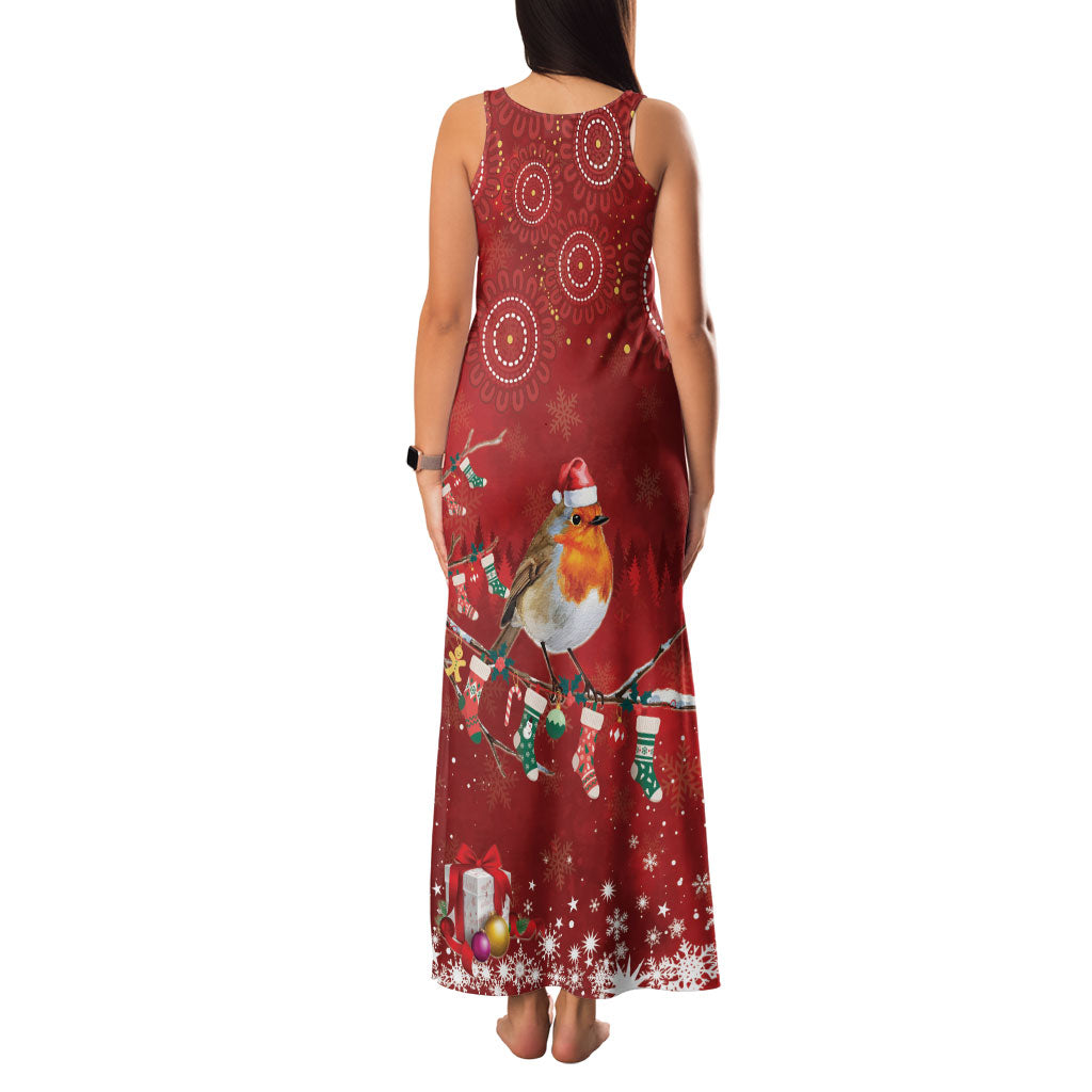 Australia Red - capped Robin Christmas In July Family Matching Tank Maxi Dress and Hawaiian Shirt Aussie Passerine Bird Merry Xmas