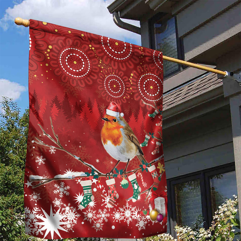 Australia Red - capped Robin Christmas In July Garden Flag Aussie Passerine Bird Merry Xmas