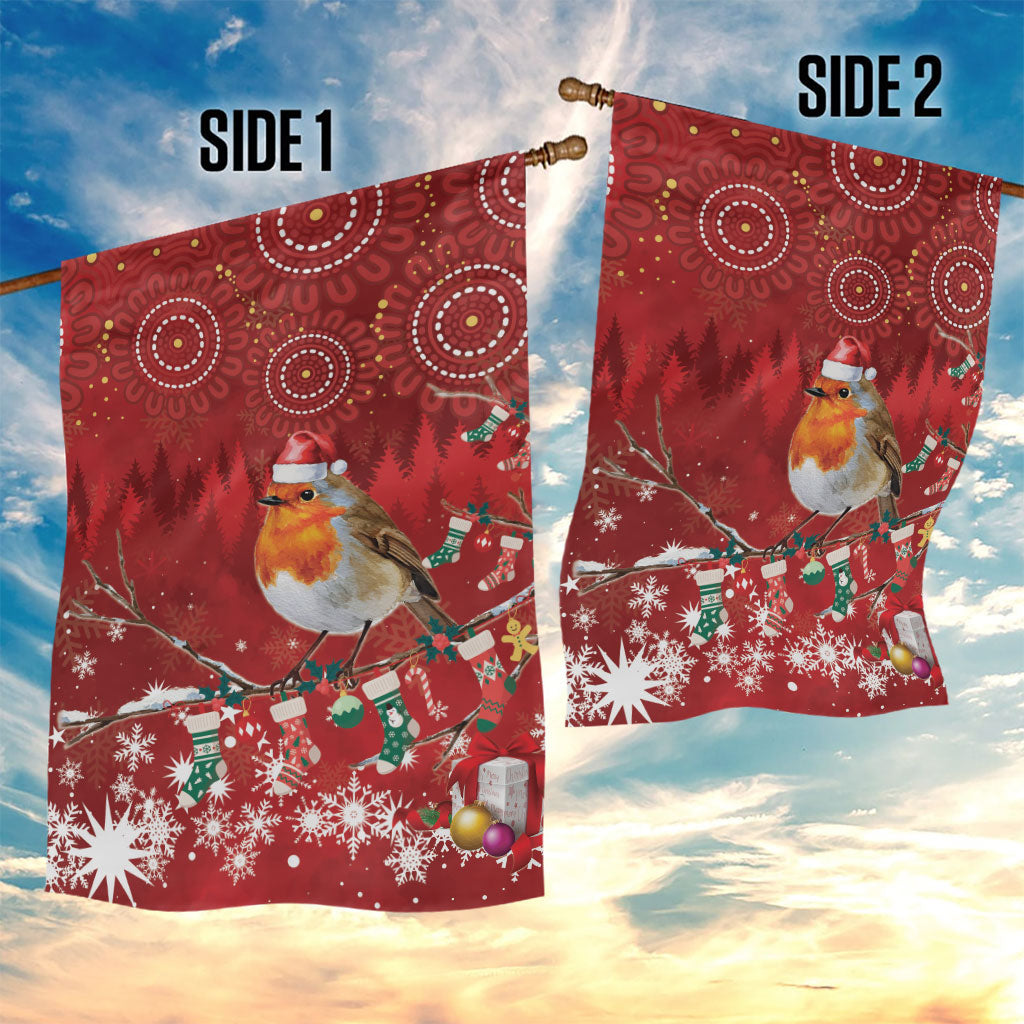 Australia Red - capped Robin Christmas In July Garden Flag Aussie Passerine Bird Merry Xmas