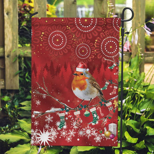 Australia Red - capped Robin Christmas In July Garden Flag Aussie Passerine Bird Merry Xmas