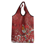 Australia Red - capped Robin Christmas In July Grocery Bag Aussie Passerine Bird Merry Xmas