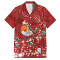 Australia Red - capped Robin Christmas In July Hawaiian Shirt Aussie Passerine Bird Merry Xmas