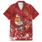 Australia Red - capped Robin Christmas In July Hawaiian Shirt Aussie Passerine Bird Merry Xmas