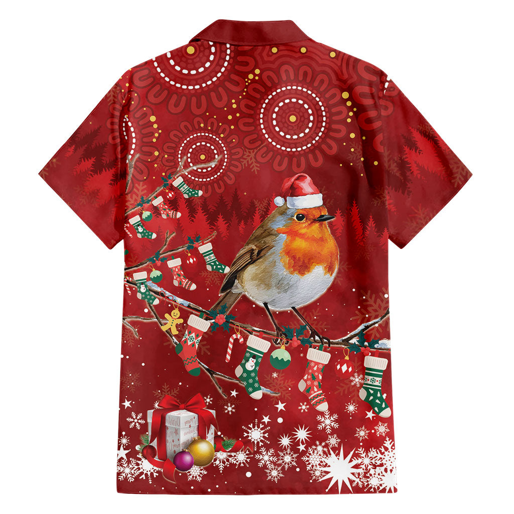 Australia Red - capped Robin Christmas In July Hawaiian Shirt Aussie Passerine Bird Merry Xmas