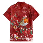 Australia Red - capped Robin Christmas In July Hawaiian Shirt Aussie Passerine Bird Merry Xmas