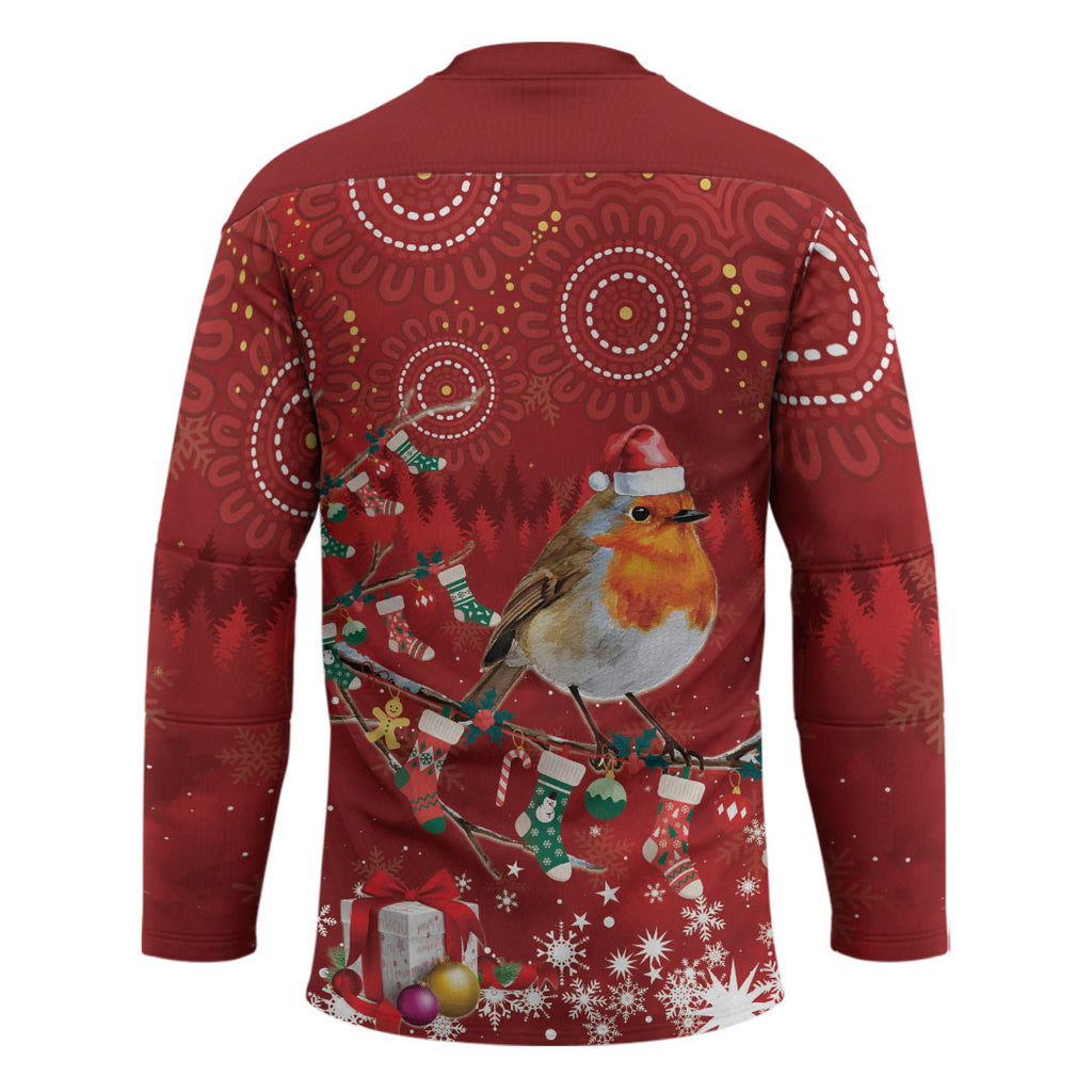 Australia Red - capped Robin Christmas In July Hockey Jersey Aussie Passerine Bird Merry Xmas