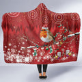 Australia Red - capped Robin Christmas In July Hooded Blanket Aussie Passerine Bird Merry Xmas