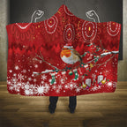 Australia Red - capped Robin Christmas In July Hooded Blanket Aussie Passerine Bird Merry Xmas