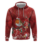 Australia Red - capped Robin Christmas In July Hoodie Aussie Passerine Bird Merry Xmas