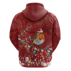 Australia Red - capped Robin Christmas In July Hoodie Aussie Passerine Bird Merry Xmas
