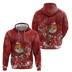 Australia Red - capped Robin Christmas In July Hoodie Aussie Passerine Bird Merry Xmas