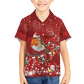 Australia Red - capped Robin Christmas In July Kid Hawaiian Shirt Aussie Passerine Bird Merry Xmas