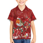 Australia Red - capped Robin Christmas In July Kid Hawaiian Shirt Aussie Passerine Bird Merry Xmas