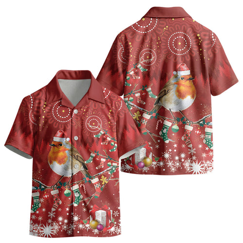 Australia Red - capped Robin Christmas In July Kid Hawaiian Shirt Aussie Passerine Bird Merry Xmas LT22