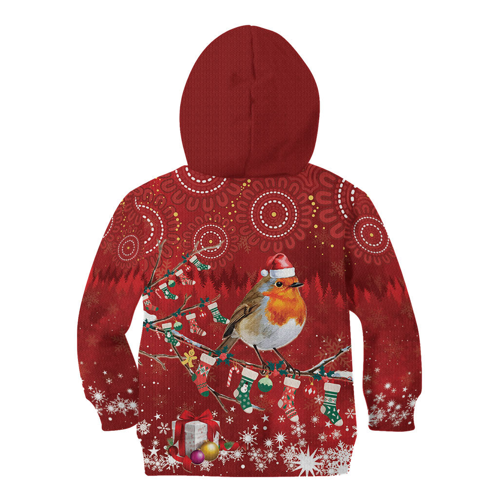 Australia Red - capped Robin Christmas In July Kid Hoodie Aussie Passerine Bird Merry Xmas