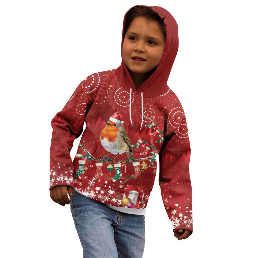 Australia Red - capped Robin Christmas In July Kid Hoodie Aussie Passerine Bird Merry Xmas