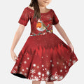 Australia Red - capped Robin Christmas In July Kid Short Sleeve Dress Aussie Passerine Bird Merry Xmas