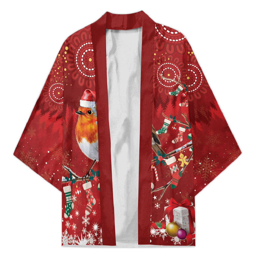 Australia Red - capped Robin Christmas In July Kimono Aussie Passerine Bird Merry Xmas