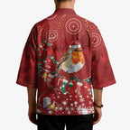 Australia Red - capped Robin Christmas In July Kimono Aussie Passerine Bird Merry Xmas