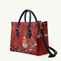 Australia Red - capped Robin Christmas In July Leather Bag Aussie Passerine Bird Merry Xmas
