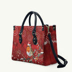 Australia Red - capped Robin Christmas In July Leather Bag Aussie Passerine Bird Merry Xmas