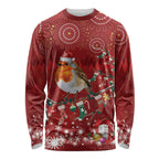 Australia Red - capped Robin Christmas In July Long Sleeve Shirt Aussie Passerine Bird Merry Xmas