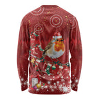 Australia Red - capped Robin Christmas In July Long Sleeve Shirt Aussie Passerine Bird Merry Xmas