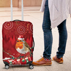 Australia Red - capped Robin Christmas In July Luggage Cover Aussie Passerine Bird Merry Xmas