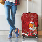 Australia Red - capped Robin Christmas In July Luggage Cover Aussie Passerine Bird Merry Xmas