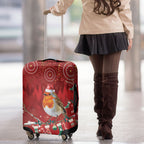 Australia Red - capped Robin Christmas In July Luggage Cover Aussie Passerine Bird Merry Xmas