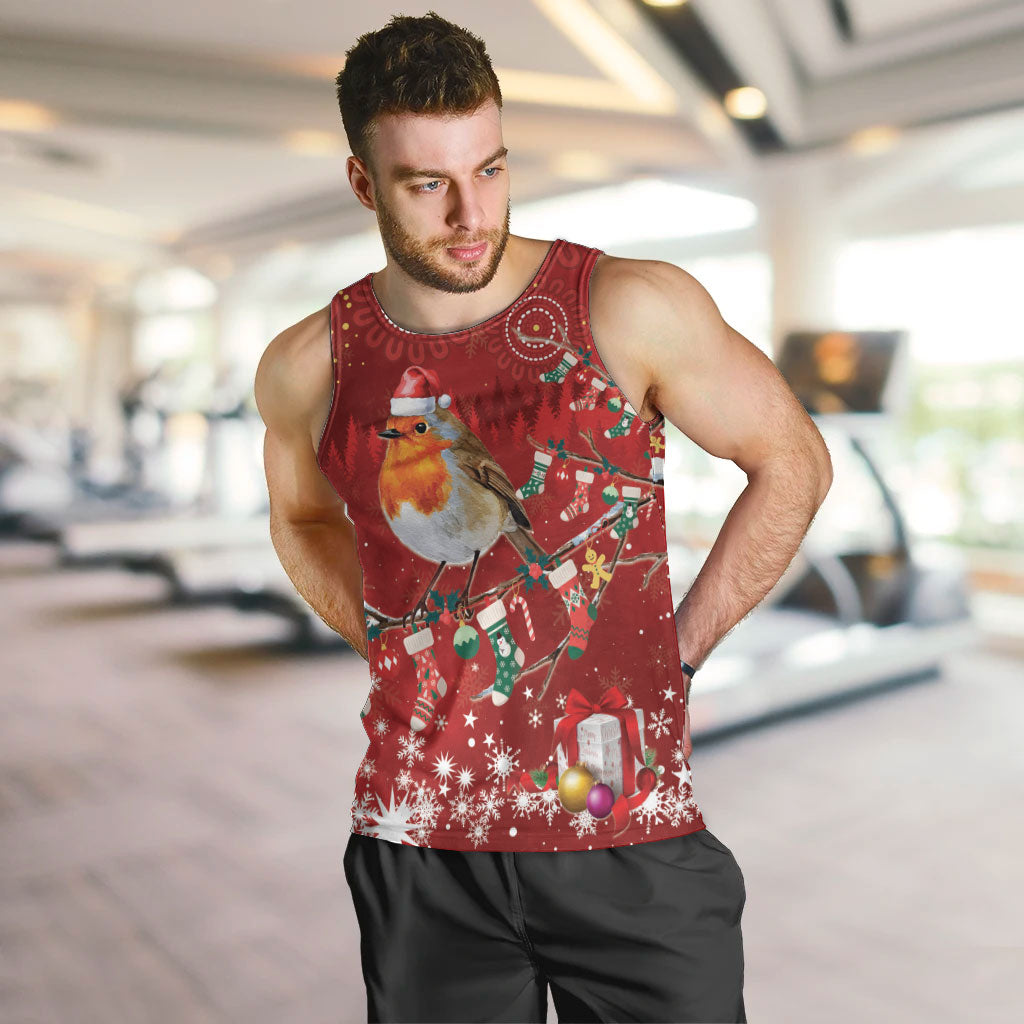 Australia Red - capped Robin Christmas In July Men Tank Top Aussie Passerine Bird Merry Xmas