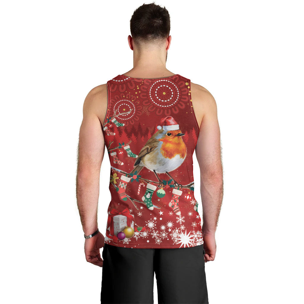 Australia Red - capped Robin Christmas In July Men Tank Top Aussie Passerine Bird Merry Xmas