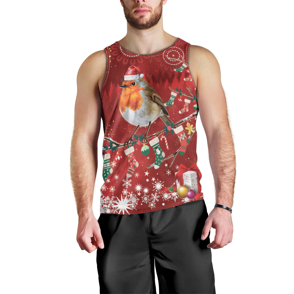 Australia Red - capped Robin Christmas In July Men Tank Top Aussie Passerine Bird Merry Xmas