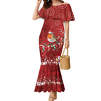 Australia Red - capped Robin Christmas In July Mermaid Dress Aussie Passerine Bird Merry Xmas