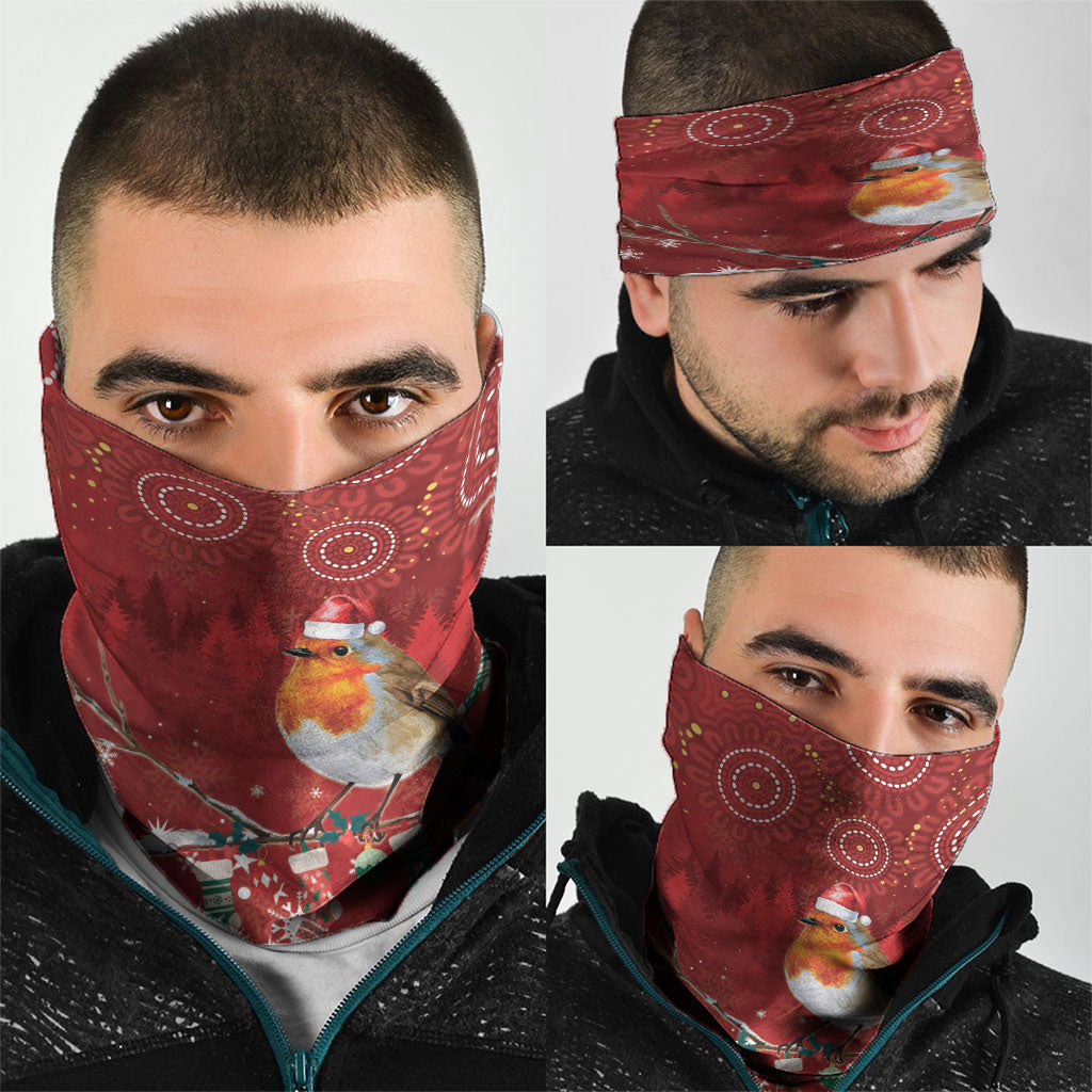 Australia Red - capped Robin Christmas In July Neck Gaiter Aussie Passerine Bird Merry Xmas
