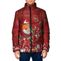 Australia Red - capped Robin Christmas In July Padded Jacket Aussie Passerine Bird Merry Xmas