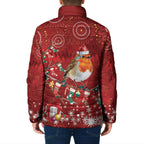 Australia Red - capped Robin Christmas In July Padded Jacket Aussie Passerine Bird Merry Xmas
