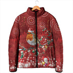 Australia Red - capped Robin Christmas In July Padded Jacket Aussie Passerine Bird Merry Xmas
