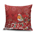 Australia Red - capped Robin Christmas In July Pillow Cover Aussie Passerine Bird Merry Xmas