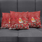 Australia Red - capped Robin Christmas In July Pillow Cover Aussie Passerine Bird Merry Xmas