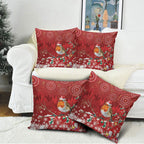 Australia Red - capped Robin Christmas In July Pillow Cover Aussie Passerine Bird Merry Xmas