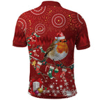 Australia Red - capped Robin Christmas In July Polo Shirt Aussie Passerine Bird Merry Xmas