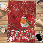 Australia Red - capped Robin Christmas In July Puzzle Aussie Passerine Bird Merry Xmas