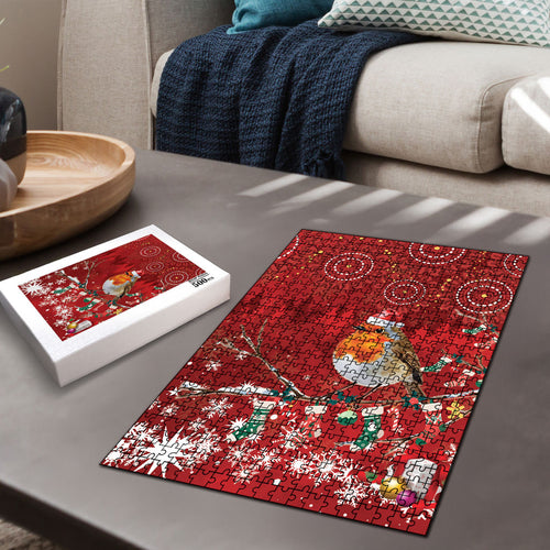 Australia Red - capped Robin Christmas In July Puzzle Aussie Passerine Bird Merry Xmas
